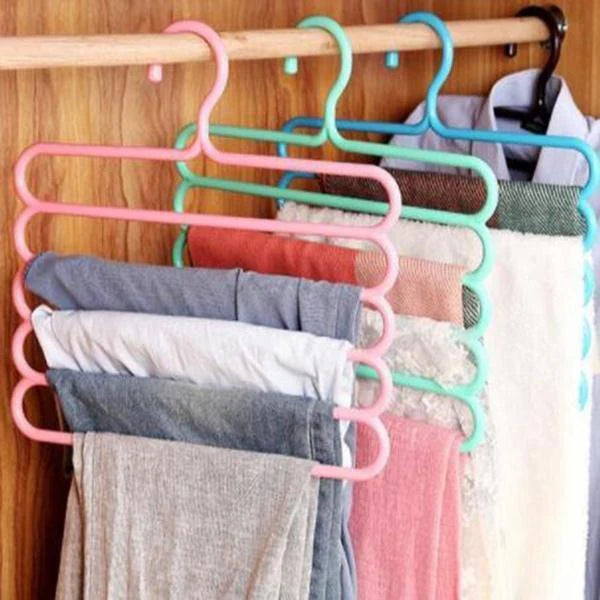 Space Saving Hanger – 5-Layer Multipurpose Plastic | GlimmerHome (pack of 5)