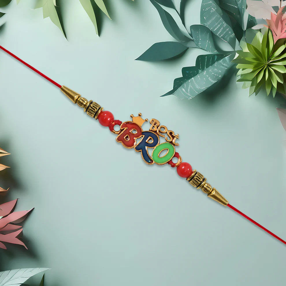 Best Bro Rakhi – Crown Motif with Vibrant Colorful Beads (pack pf 6)