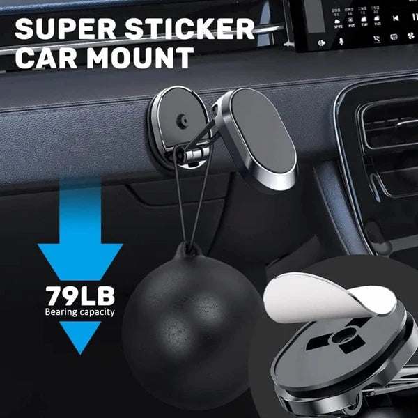 Magnetic Car Phone Holder – 360° Rotating Metal Mount