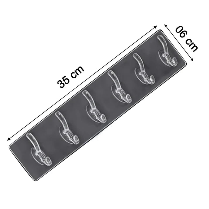 Wall Hook Rail – Heavy Duty 6-Pin Transparent Golden | GlimmerHome