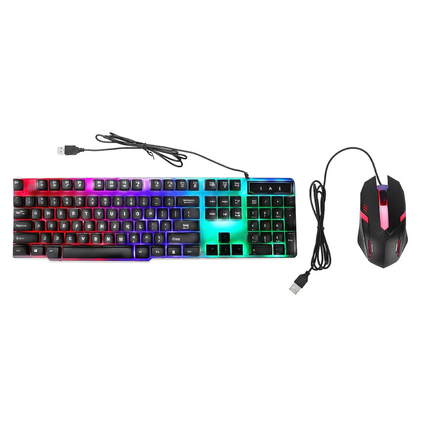 Colorful Backlit Keyboard Mouse Set – Ergonomic Wired Combo | Wiregenix