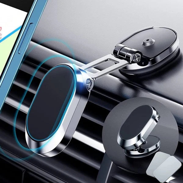 Magnetic Car Phone Holder – 360° Rotating Metal Mount