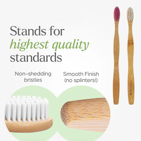Bamboo Toothbrush Set – Eco-Friendly Medium Bristles (Pack of 10 )
