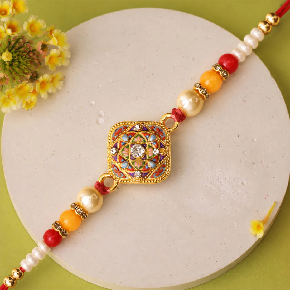 Mandala Rakhi – Intricate Handcrafted Square Design for Brother (pack of 6)