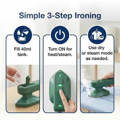 Portable Steam Iron – 2-in-1 Travel Garment Steamer | Happy Bathers