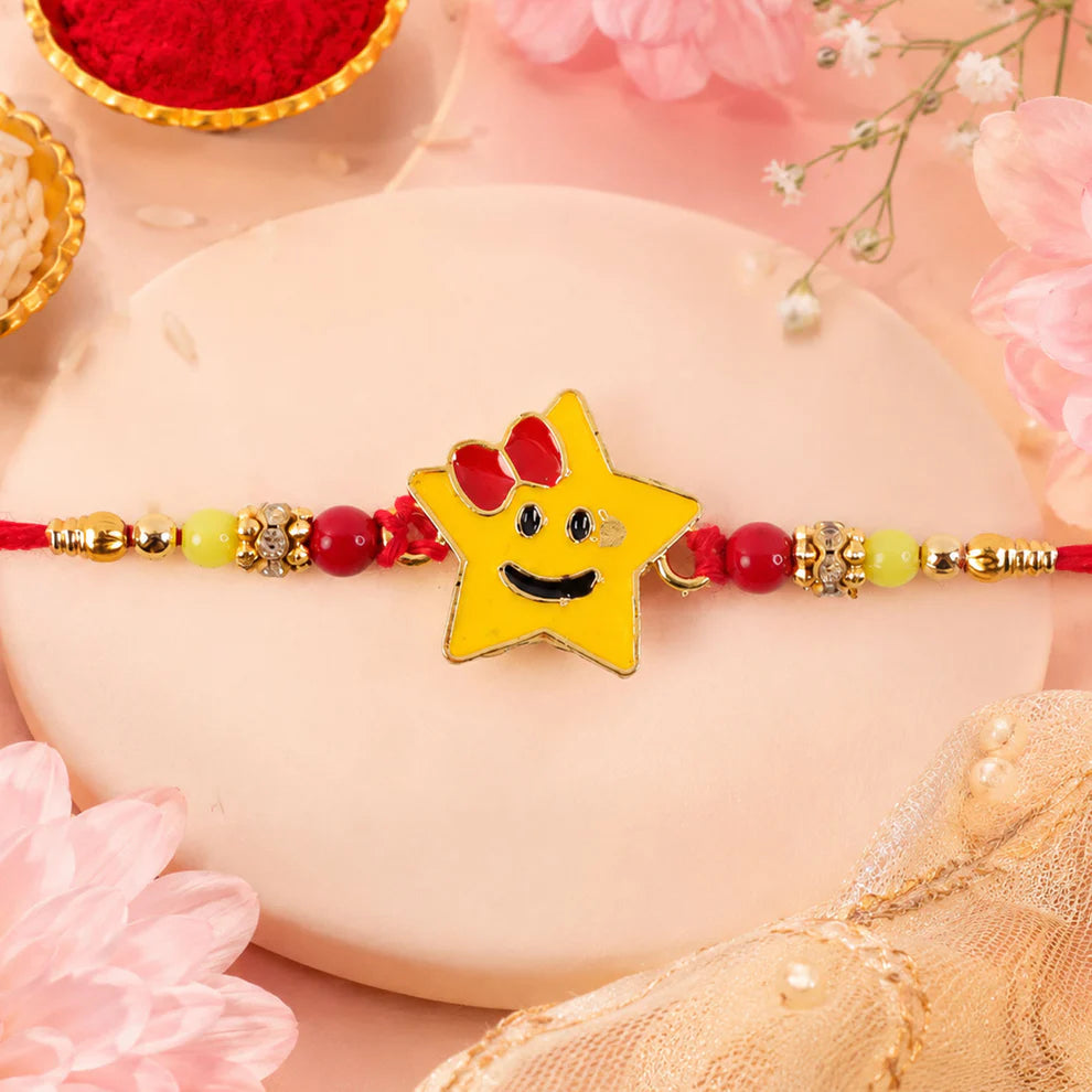 Smiley Star Rakhi – Comfortable Kids Rakhi for Raksha Bandhan (pack of 6)