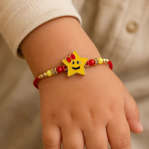 Smiley Star Rakhi – Comfortable Kids Rakhi for Raksha Bandhan (pack of 6)