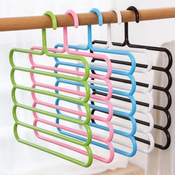 Space Saving Hanger – 5-Layer Multipurpose Plastic | GlimmerHome (pack of 5)