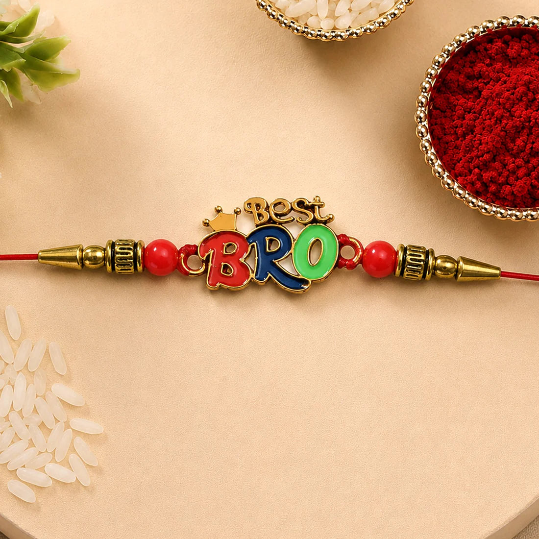 Best Bro Rakhi – Crown Motif with Vibrant Colorful Beads (pack pf 6)