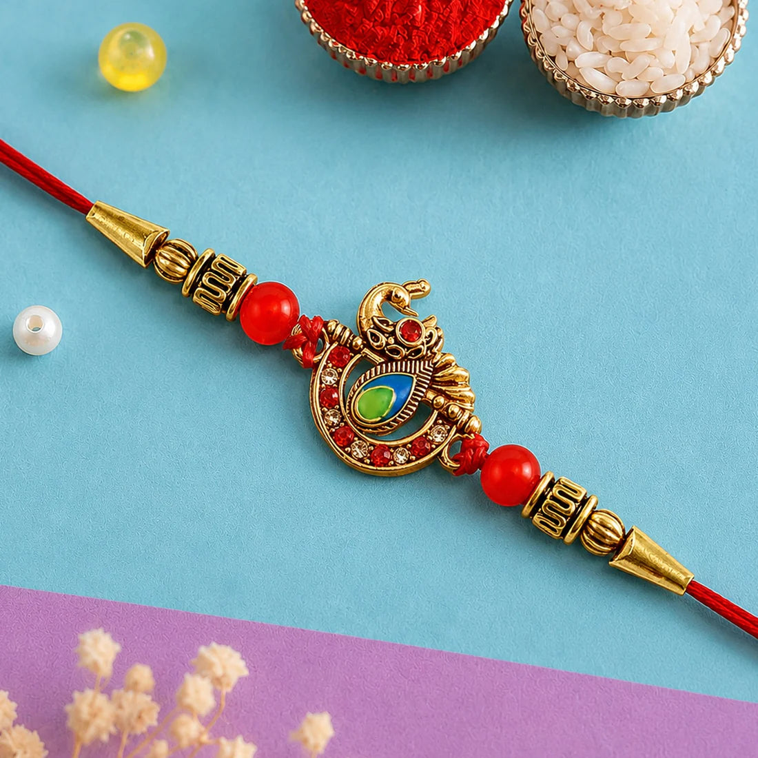 Stone Studded Rakhi – Elegant Raksha Bandhan Gift for Brother