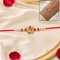 Traditional Rakhi with Red Beads and Pearl Dotted Thread – Elegant Festive Design (pack of 6)