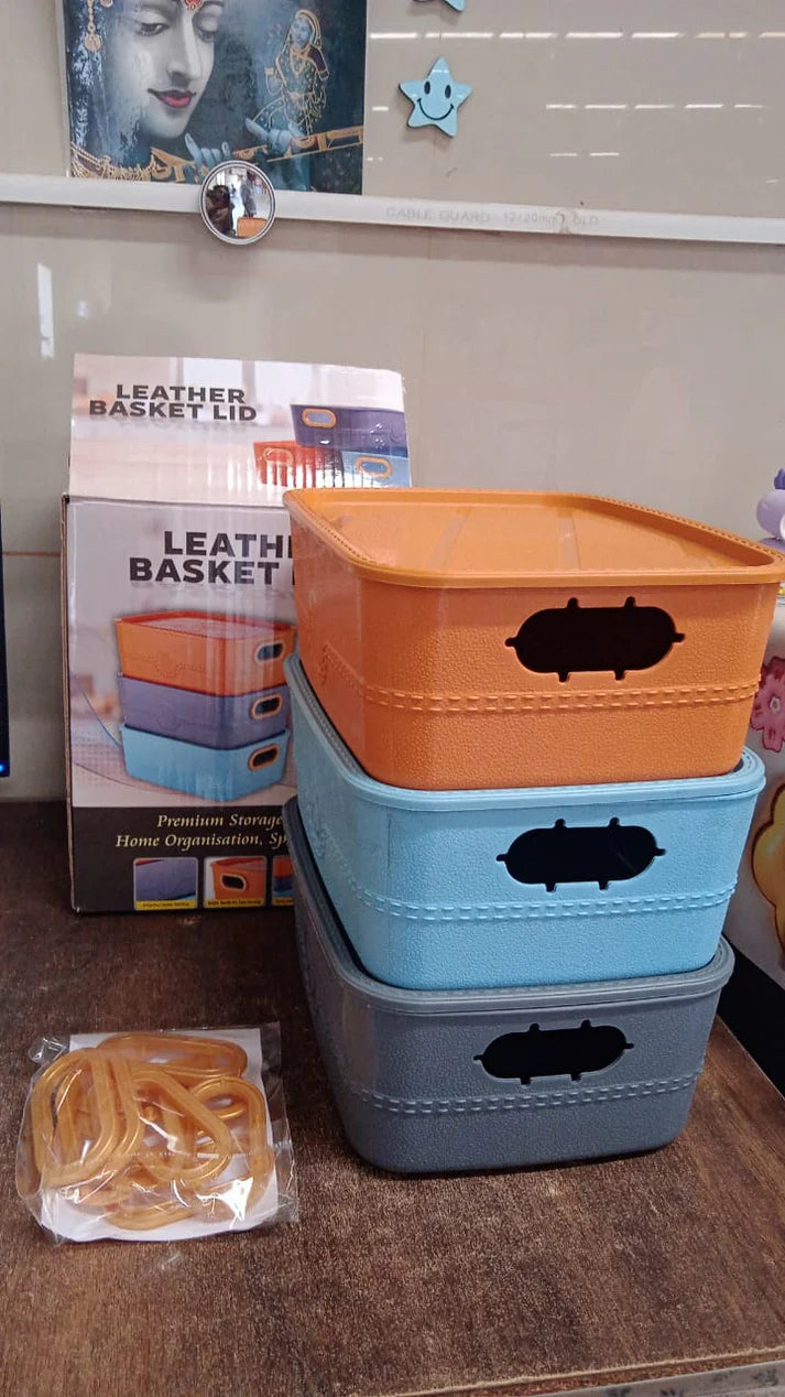 Plastic Storage Basket Set – Durable & Multipurpose Organizer(Pack of 3)