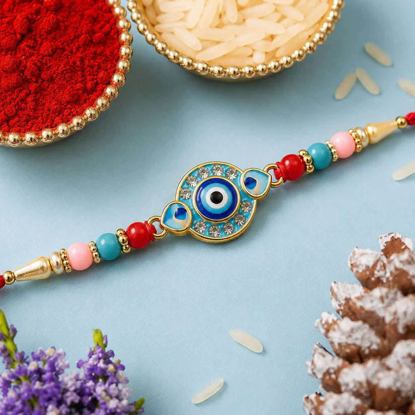 Evil Eye Rakhi – Protection & Vibrant Beads for Sibling Bond (pack of 6)