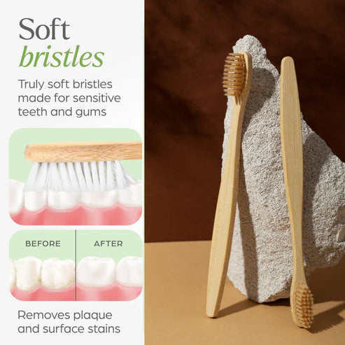 Bamboo Toothbrush Set – Eco-Friendly Medium Bristles (Pack of 10 )