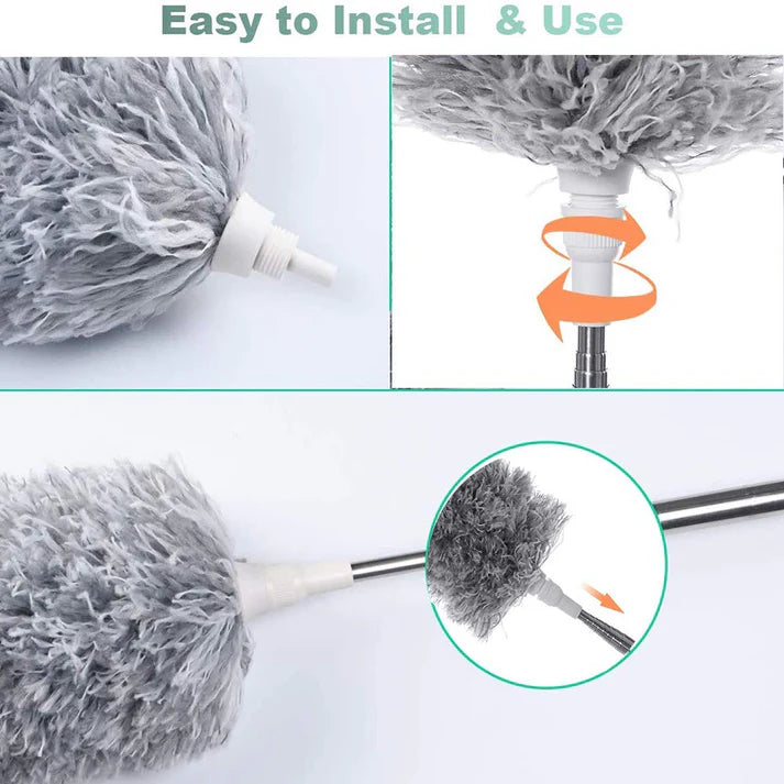 Microfiber Duster – 100-Inch Extendable Handle | Velvet Wipe