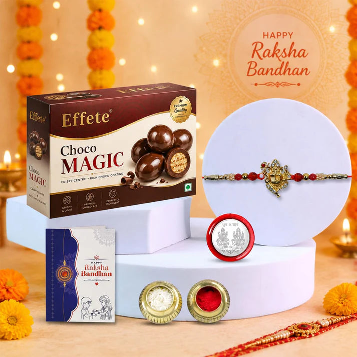 Rakhi Set for Brother (Set of 5), Golden Color Ganesha Rakhi Combo