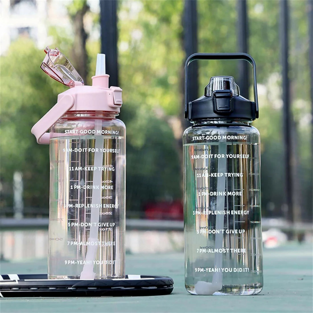 Water Bottle – Large 2000ml Capacity with Time Markers for Hydration