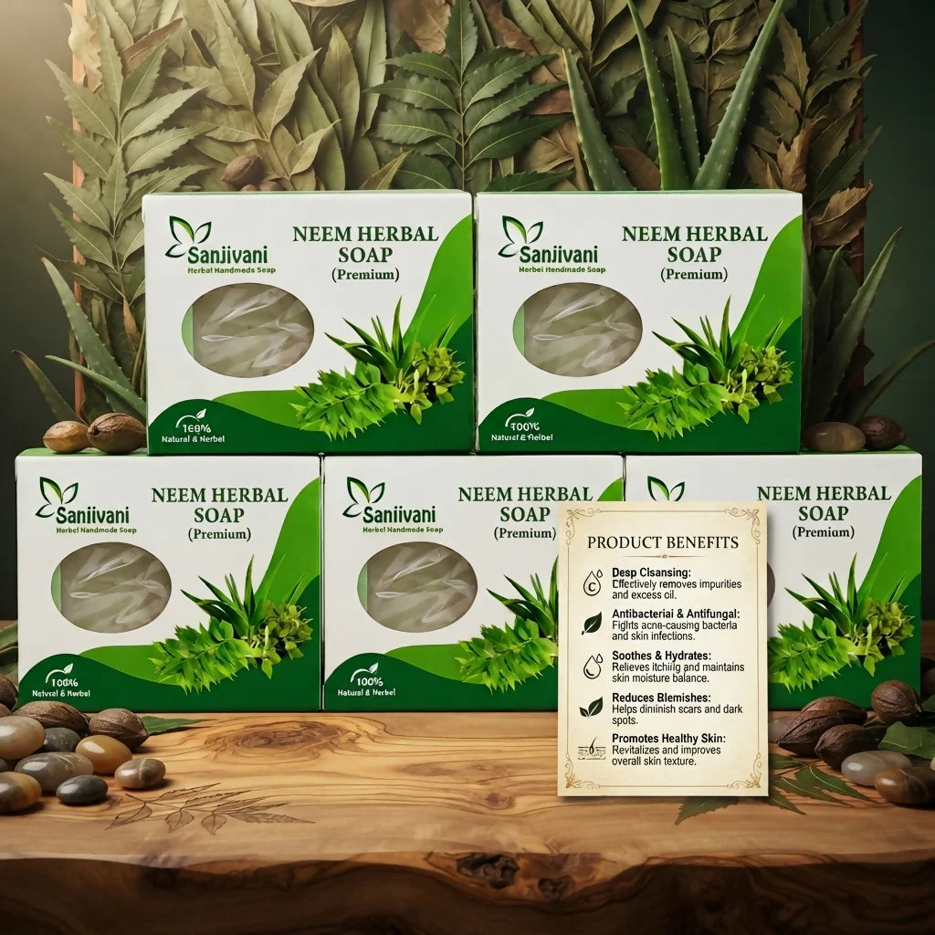 Neem Herbal Soap Natural Herbal Handmade Bath Soap Bars (90g Pack of 5)