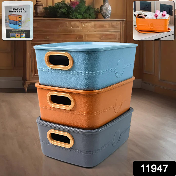 Plastic Storage Basket Set – Durable & Multipurpose Organizer(Pack of 3)