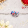 Peacock Rakhi, Enamel Finish Silver-Tone Design for Raksha Bandhan (pack of 6)