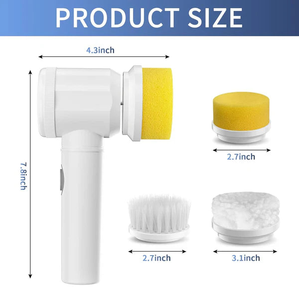 Electric Spin Cleaning Brush – 5 Replaceable Heads for Deep Clean