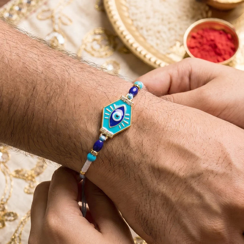 Evil Eye Hexagon Rakhi – Modern Protection Design for Raksha Bandhan (pack of 6)