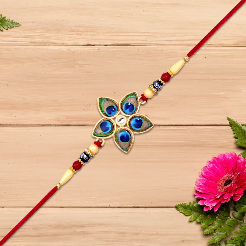 Designer Mor Pankh Rakhi – Star Shaped Elegance for Rakshabandhan (pack of 6)