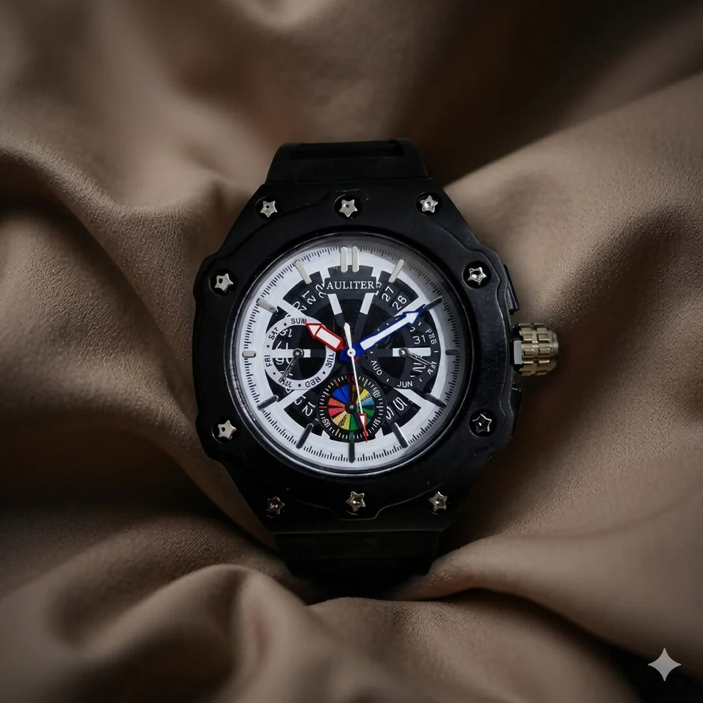 Men's Black Dial Analog Watch – Stylish & Durable Silicone Strap