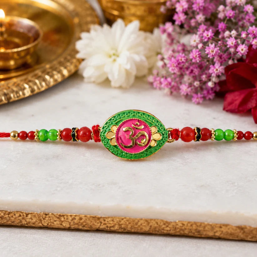 OM Symbol Rakhi – Elegant Designer Thread for Raksha Bandhan(pack of 10)