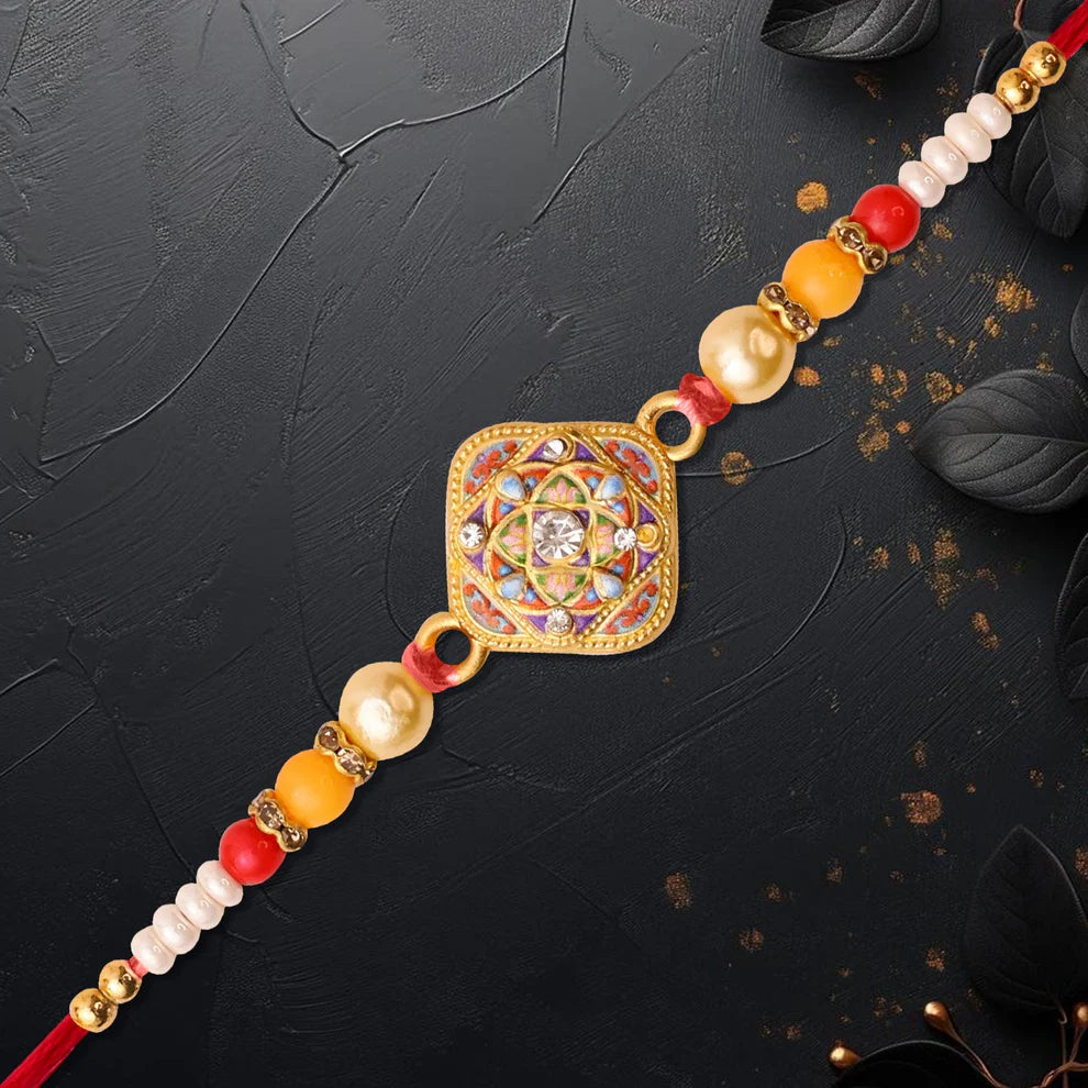 Mandala Rakhi – Intricate Handcrafted Square Design for Brother (pack of 6)