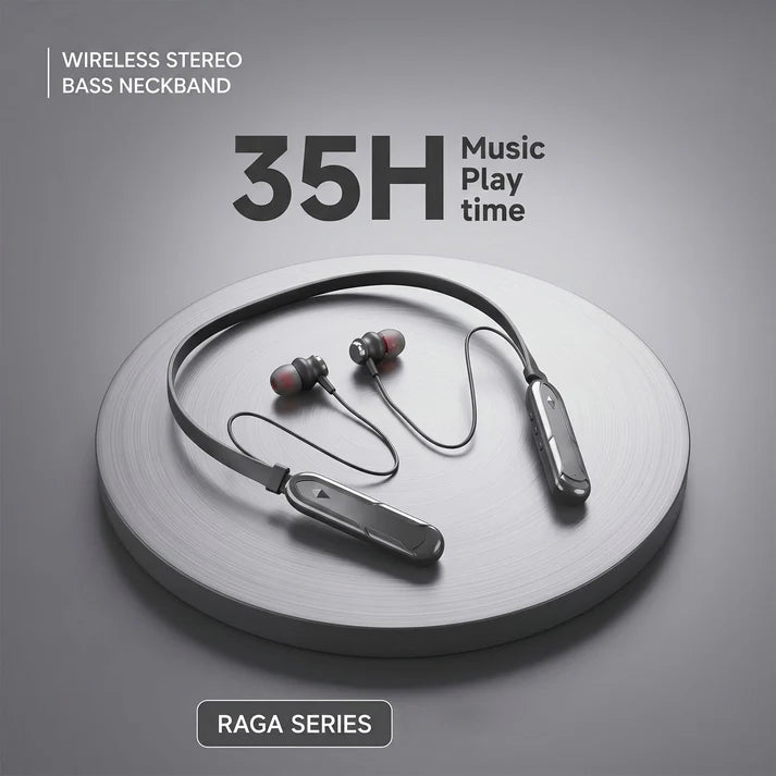Wireless Neckband Earphones – 35H Playtime & Deep Bass Sound