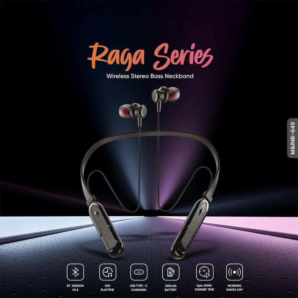Wireless Neckband Earphones – 35H Playtime & Deep Bass Sound