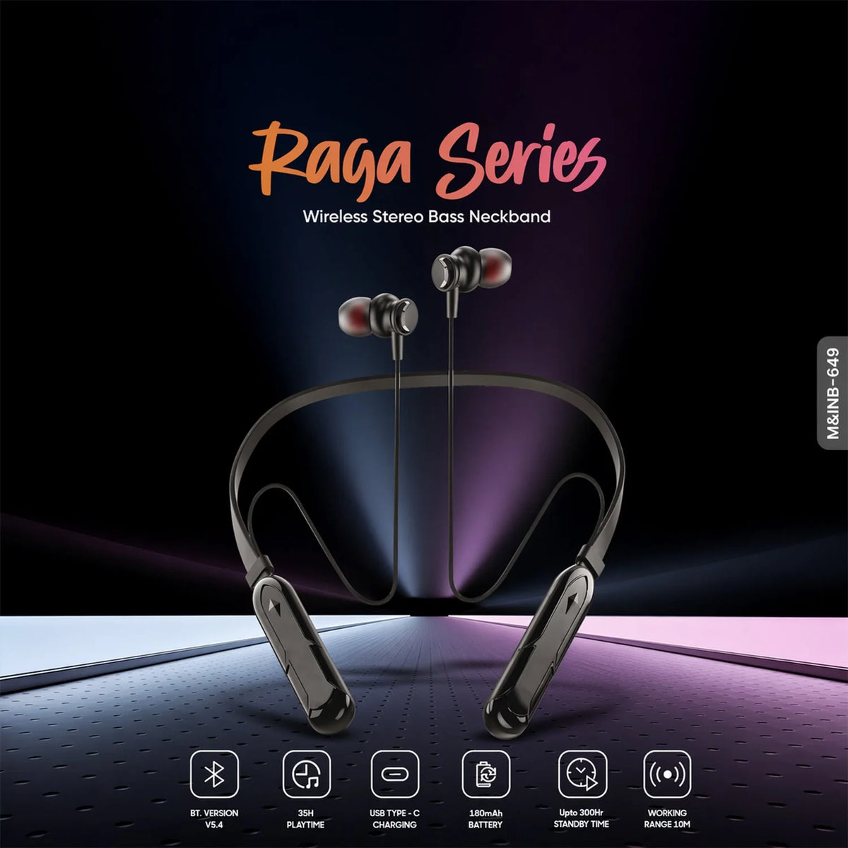 Wireless Neckband Earphones – 35H Playtime & Deep Bass Sound