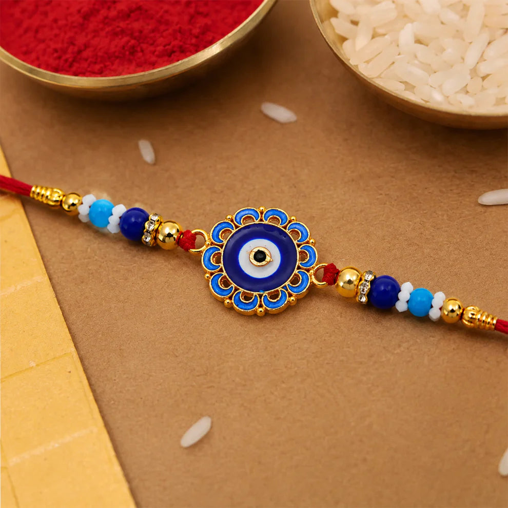 Evil Eye Rakhi – Protective Blue Beads for Brother (pack of 10)