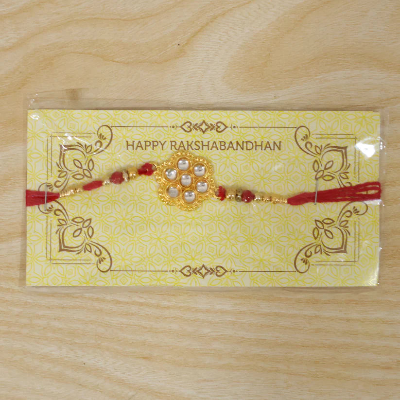 Kundan Rakhi – Traditional Rudraksha Design for Brother (pack of 6)