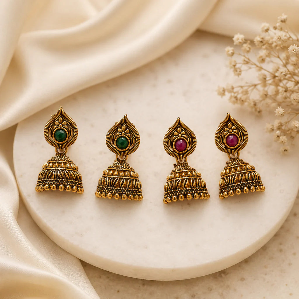 Jhumka Earrings – Elegant Traditional Gold Plated Design