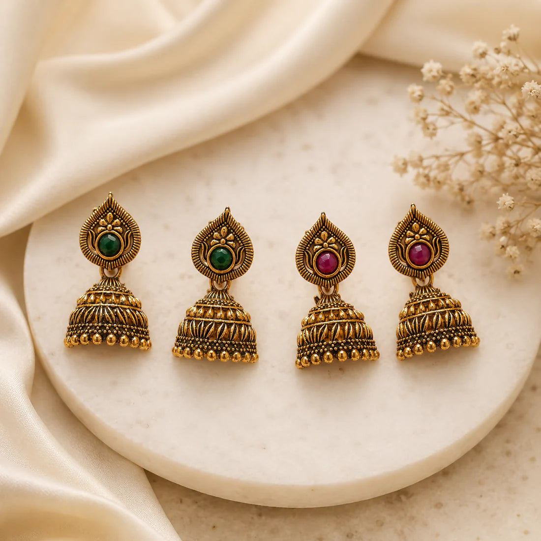 Jhumka Earrings – Elegant Traditional Gold Plated Design