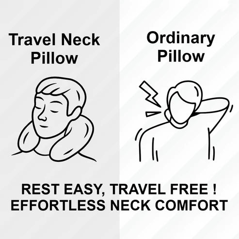 U-Shaped Travel Neck Pillow, Soft Comfortable Support Pillow with Snap Button (1 Pc)