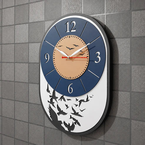 Modern Bird Design Layered MDF Wall Clock Elegant Silent Décor Living