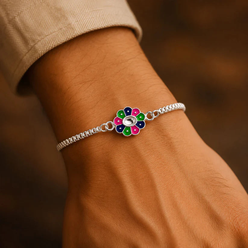 Flower Design Rakhi – Enamel Work Bracelet for Rakshabandhan(pack of 10)