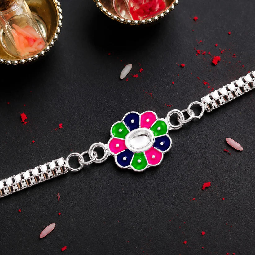 Flower Design Rakhi – Enamel Work Bracelet for Rakshabandhan(pack of 10)