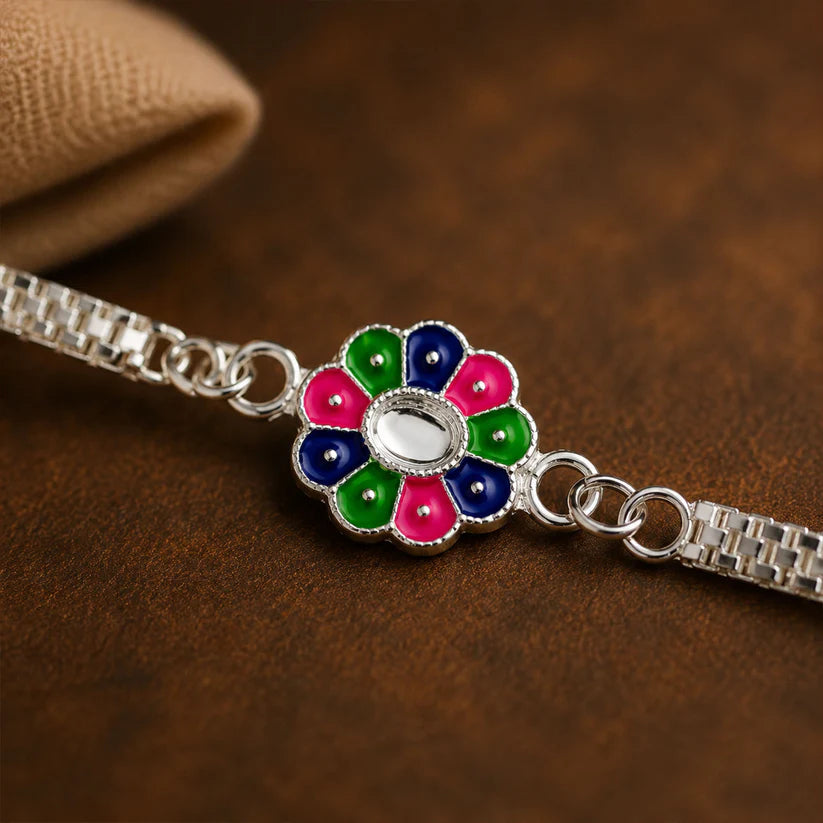 Flower Design Rakhi – Enamel Work Bracelet for Rakshabandhan(pack of 10)