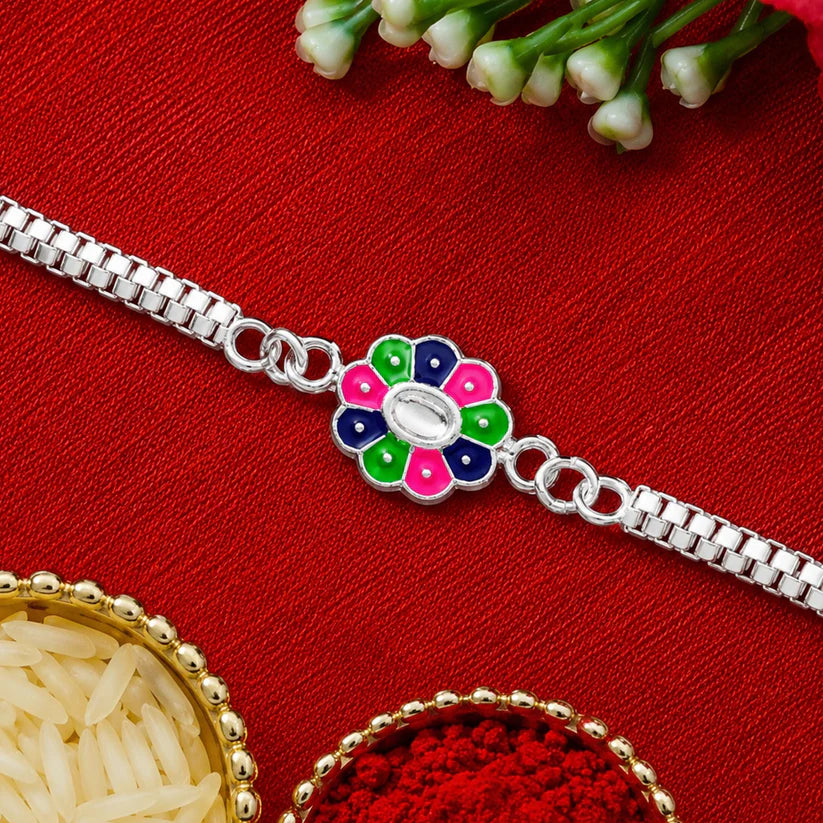 Flower Design Rakhi – Enamel Work Bracelet for Rakshabandhan(pack of 10)