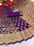 Banarasi Silk Saree With Blouse For Women (Yellow, 6.3M)