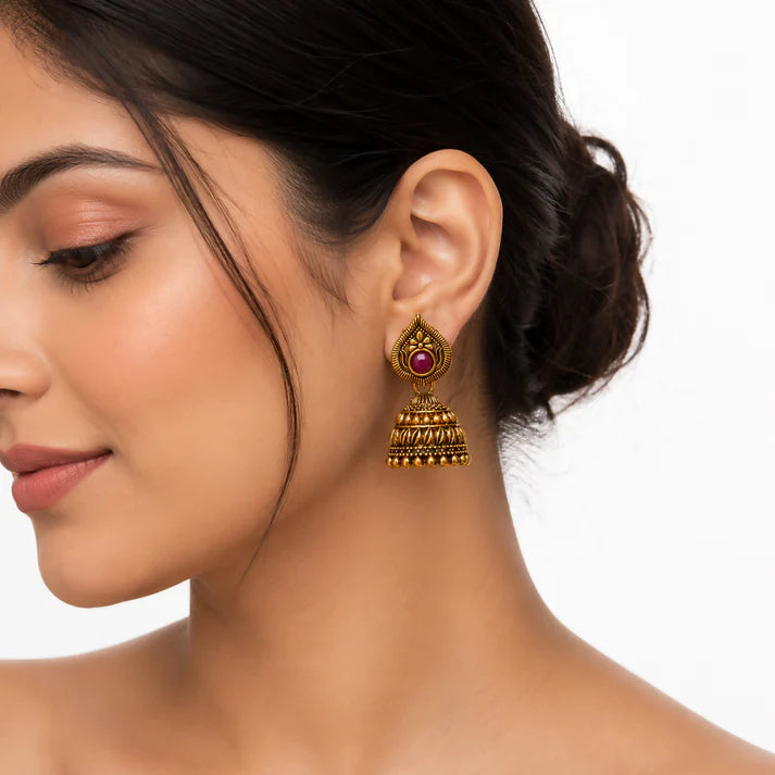 Jhumka Earrings – Elegant Traditional Gold Plated Design