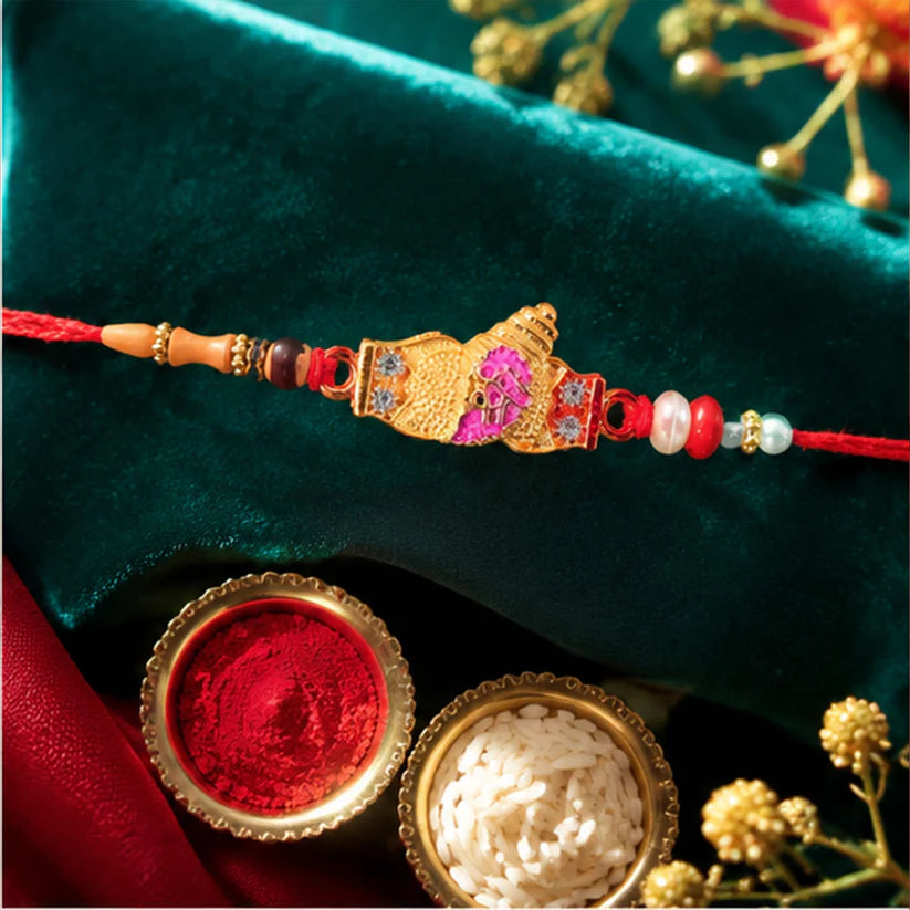 Designer Rakhi with Beads & Pearl Detail – Elegant & Festive