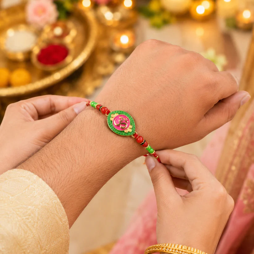 OM Symbol Rakhi – Elegant Designer Thread for Raksha Bandhan(pack of 10)