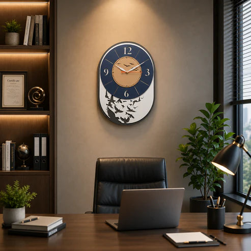 Modern Bird Design Layered MDF Wall Clock Elegant Silent Décor Living
