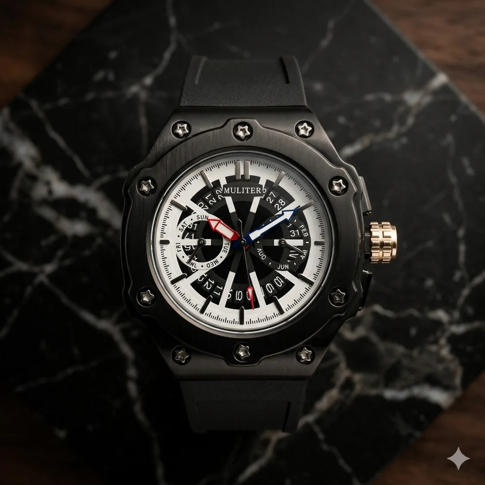 Men's Black Dial Analog Watch – Stylish & Durable Silicone Strap