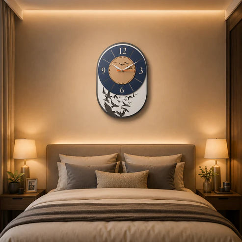 Modern Bird Design Layered MDF Wall Clock Elegant Silent Décor Living
